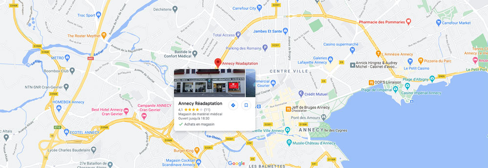 Carte d'accès à la boutique médicale Annecy Réadaptation